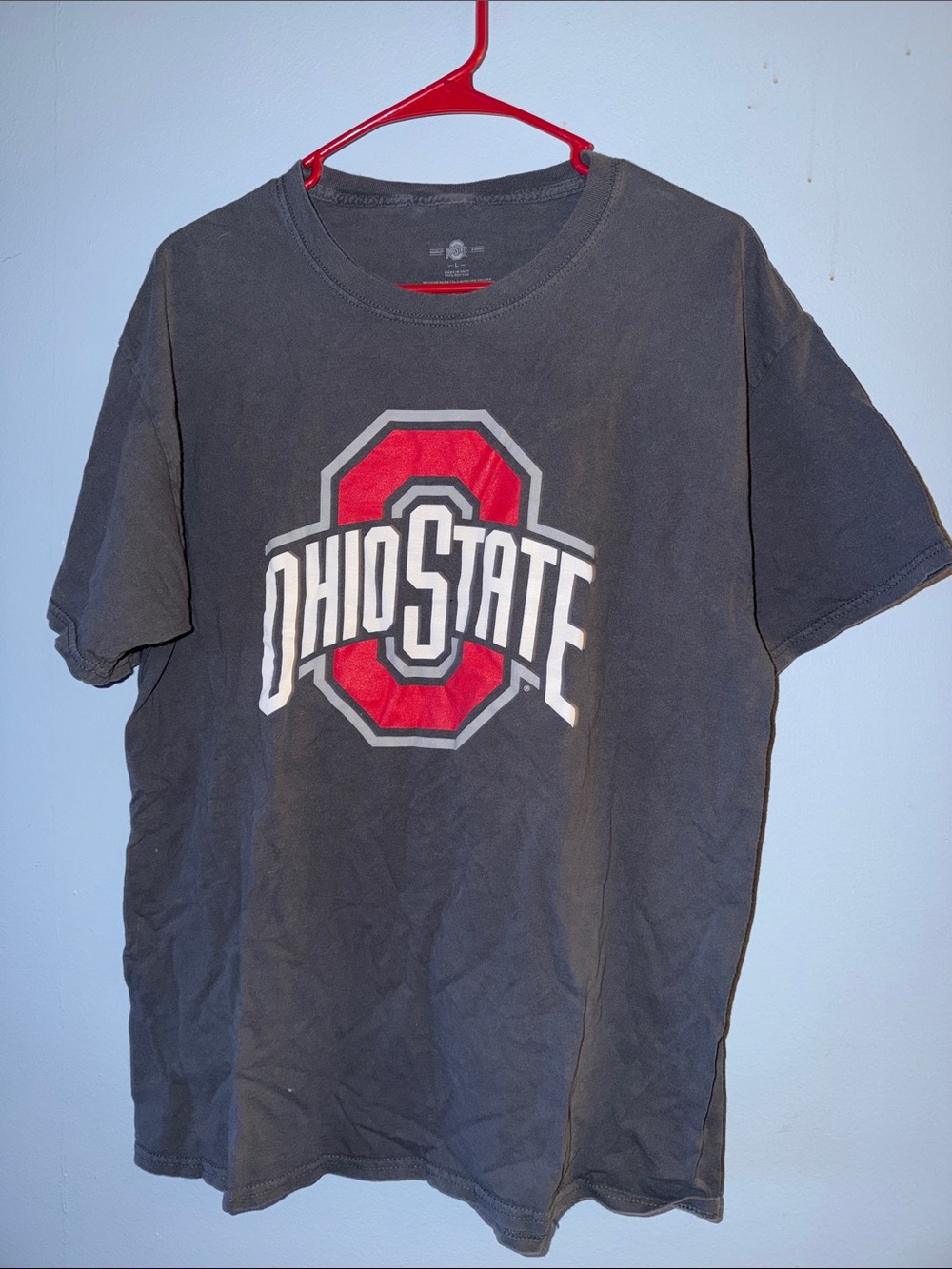 Ohio State Men's Short Sleeve Graphic Tee - Black with Red Logo